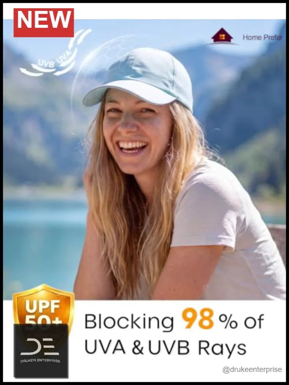UPF 50+ Sun Hat Quick Dry Water Repellent Baseball Cap